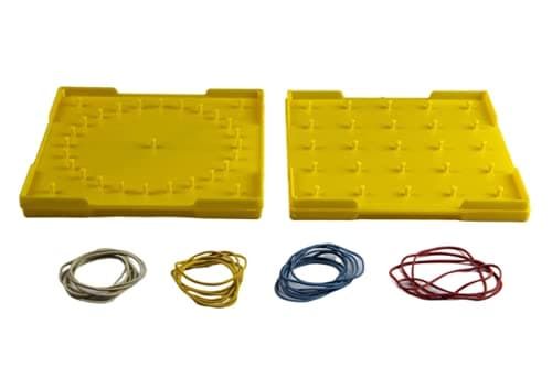 Image of WISSNER Geometry Board 15 x 15 cm, with Rubber Ring and Templates – Textured Board with Base Circle & Square