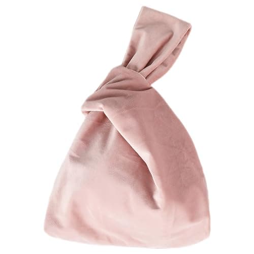 Image of Anopo Small Velvet Wristlet Purse for Women Elegant Clutch Evening Bag Wrist Bag Sleeve-Knot-Pouch Pink
