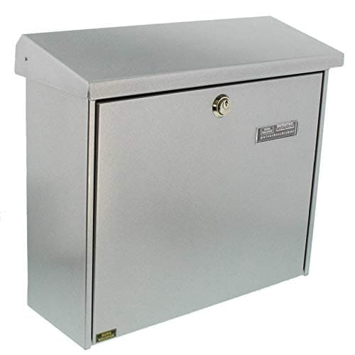 Image of BURG-WÄCHTER Letterbox with Hinged Rain Canopy, A4 Throw-in Format, EU Norm EN 13724, Galvanized Steel, Comfort 913 Si, Silver