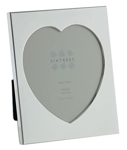 Image of Sixtrees Romeo Heart Shaped silver plated photo frame for a 4 x 6 inch (102mm x 152mm) picture.