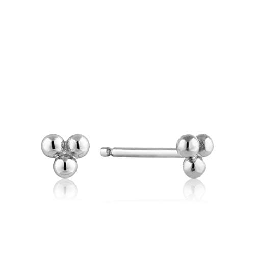 Image of 925 Sterling Silver Unusual Light Minimalist Mod Triple Ball Orb Stud Earrings for Women, Silver