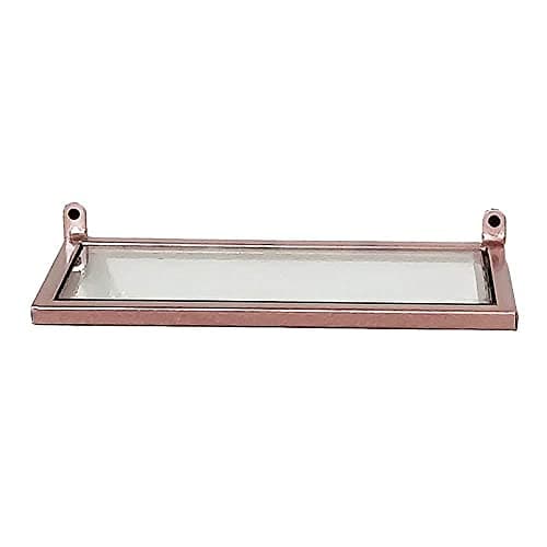 Image of MTYLX Multifunctional Shelf,Wall Rack,Floating Shelves Wall Mounted Wrought Iron Glass Shelf Partition Display for Living Bedroom Kitchen Bathroom Closet/Rose Gold/70X15Cm