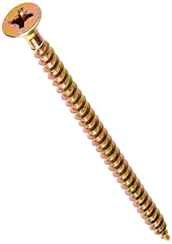 Image of ForgeFix Multi-Purpose Single Thread Screws | 5.0 x 80mm | Zinc Yellow Passivated | Box 100