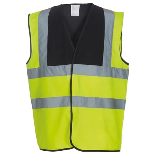 Image of Yoko Men's Yk001/Hvw100 Hi Vis 2 Band and Braces Waistcoat - Black/Yellow, Medium