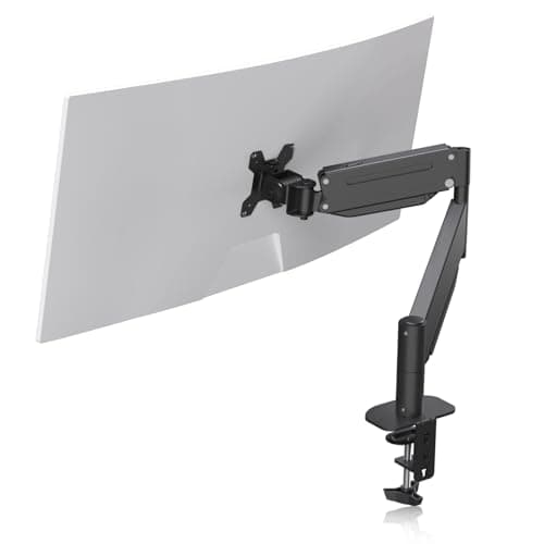 Image of Suptek Single Monitor Arm - 43” Heavy Duty Gas Spring Desk Mount Holds up to 13kg, Tool Free Height Adjustable Screen Arm with Tilt Swivel Rotation, VESA 75/100mm, C-clamp/Grommet Options