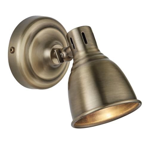 Image of National Lighting Weston Single Plate GU10 Spotlight Antique Brass – Adjustable Spot Lights for Indoor Use, LED Lamp Compatible 4.6W Warm White – Vintage Style Directional Lighting Fixture