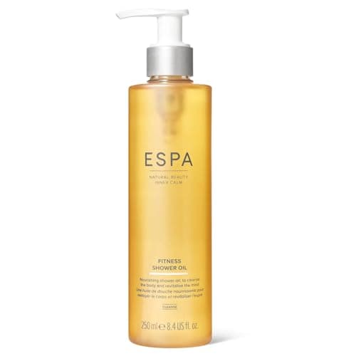 Image of ESPA Fitness Shower Oil 250ml | Nourishing Oil-to-Cream Body Cleanser with Coconut Oil, Eucalyptus & Clove, Gently Cleanses, Revitalises & Softens Skin, Post-Workout Care