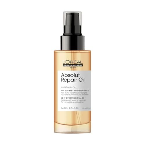 Image of L’Oréal Professionnel Absolut Repair 10-in-1 Leave-in Oil, With Protein And Gold Quinoa for Dry And Damaged Hair, Serie Expert, 90 ml
