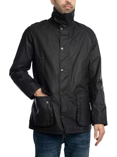 Image of Barbour mens Ashby Wax Jacket, Black/Classic 2, L
