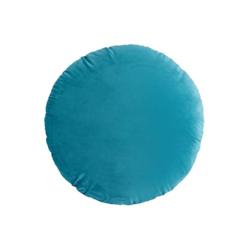 Image of Cushion With Covers Included Set of 2 Solid Color Round Throw Pillow Sham, Round Pillow Covers for Home Decoration, Soft Warm Velvet (Yellow) Throw Cushions (Blue, 45X45CM)
