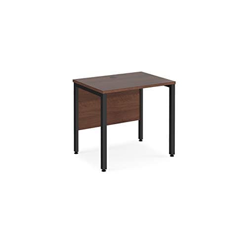 Image of Mr Office Maestro 25 straight desk 600mm deep - black bench leg frame, Walnut, 800