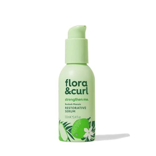 Image of Flora & Curl Baobab Marula Restorative Serum | Strengthening Botanical Hair Serum with Baobab Oil, Marula Oil, Avocado Oil, Broccoli Seed, Castor Oil & Bergamot | For Curly, Coily & Wavy Hair | 100ml