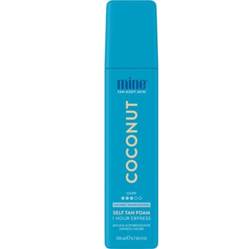 Image of MineTan Coconut Water Self Tan Mousse | Tanning Treatments Collection - Hydrating Dark Brown Skin Finish, 1 Hour Instant Express, Face & Body Fake Tanner Foam, No Orange Tones, 200 ml