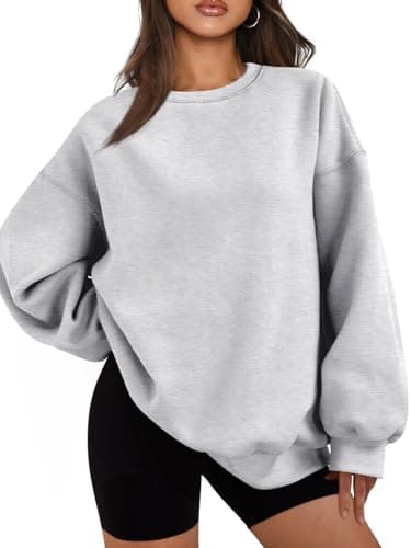 Image of Famulily Womens Fleece Tops Winter Fashion Crewneck Long Sleeve Pullover Sweatshirt Warm Clothes Gray XL