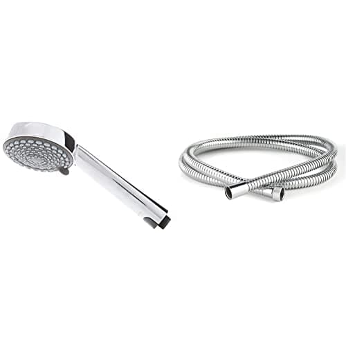Image of Aqualisa 901506 Harmony Handset/Shower Head, Chrome, Grey & 164516 Shower Hose, 1.5m, Chrome-Plated Stainless Steel, 1.69 in*12.63 in*8.3 in