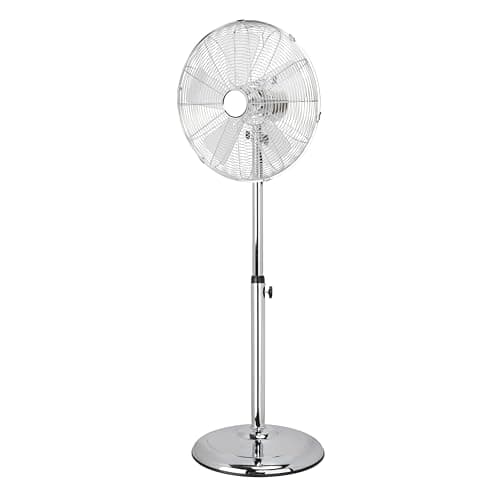 Image of Status 16 Inch Chrome Pedestal Fan with 3 Speed Settings, Oscillating Adjustable Height and Tilt Cooling Fan for Home and Office, Chrome (S16CSTANDFAN1PKB1)