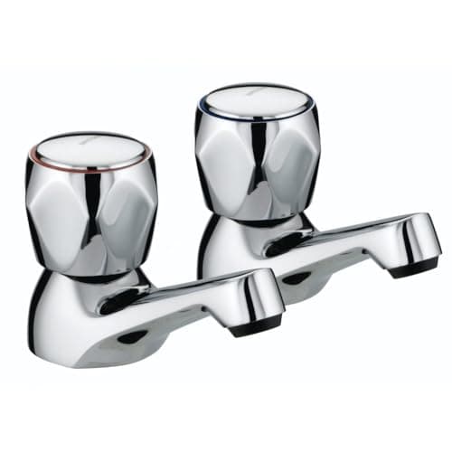 Image of Bristan Club Basin Taps Chrome Plated With Metal Heads, Basin Pillar