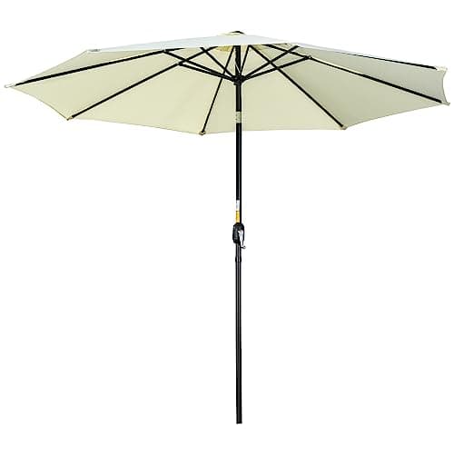Image of Outsunny 3(m) Tilting Parasol Garden Umbrellas, Outdoor Sun Shade with 8 Ribs, Tilt and Crank Handle for Balcony, Bench, Garden - Beige