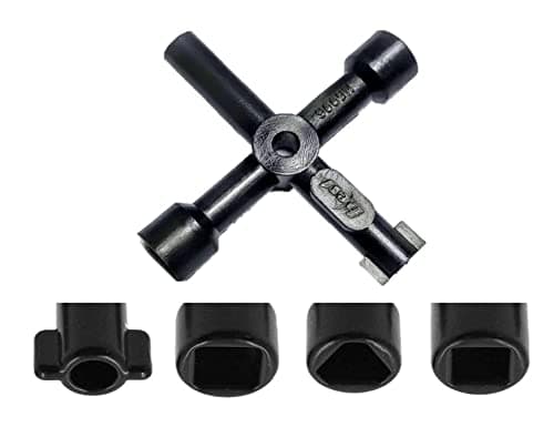 Image of Simply Products 4 Way Utility Key Multi-Functional – Metal Radiator Servicing/Draining Key Gas Meter Box Water Tap Key