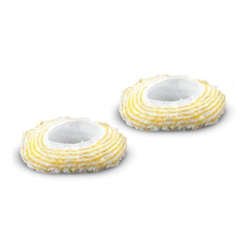 Image of Kärcher Big Round Brush Cover Set includes 2 high-quality microfibre cloth covers. Designed for the Kärcher Large Round Brush attachment, the steam cleaner pads ensure optimal cleaning results