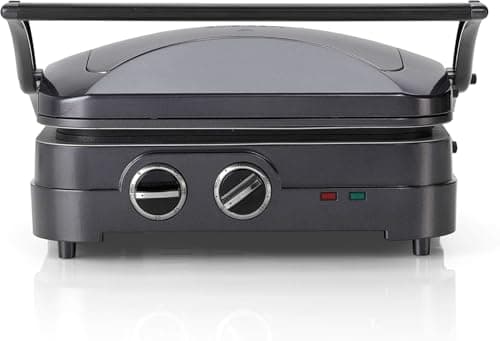 Image of Cuisinart Grill and Griddle, Sandwich toaster, panini press, contact grill, electric griddle, Non-stick removable plates, dishwasher safe, Health grill, less oil, Midnight Grey