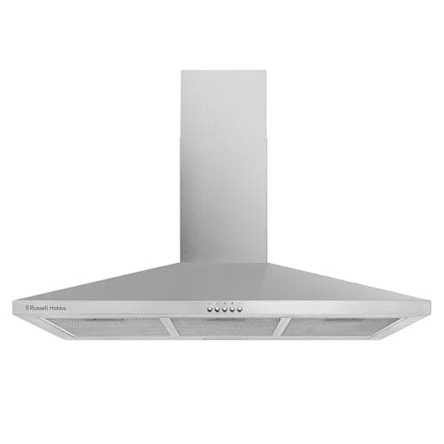Image of Russell Hobbs 90cm Chimney Cooker Hood in Stainless Steel with 3 Speed Settings, 2x Carbon Filters, Extraction or Recirculation, 400 m³/h Extraction Rate, LED Lights, A++ Energy Rating, RH90SCH03A1SS