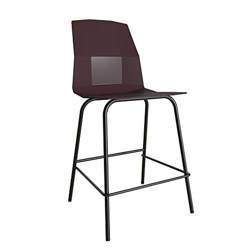 Image of CosmoLiving by Cosmopolitan Riley Molded, Deep Plum with Black Metal Base Counter Stool, Burgundy