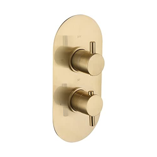 Image of Arissa Brushed Brass 1 Outlet Concealed Thermostatic Shower Valve with Dual Control