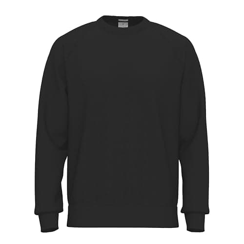 Image of SoftSpun Sweatshirt for Men UK | 100% Original Plain Raglan Mens Crew Neck Terry Cotton Sweatshirts Jumpers for men | Year-Round Men's Sweatshirts No Hood for Casual, Work and Gym Mineral Black