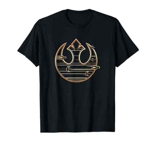 Image of Star Wars Last Jedi Gold Platinum Rebel Fleet Logo T-Shirt