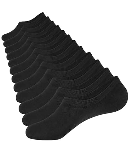 Image of CLOSEMATE Trainer Invisible Ankle No Show Socks for Men Women Ladies 6 Pairs Low Cut Casual Cotton Liner Socks with Non-Slip Silicone Stripes(UK L,9-12, Black)