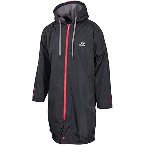 Image of ZONE3 Polar Fleece Parka Robe Jacket (Black/Red, Large)