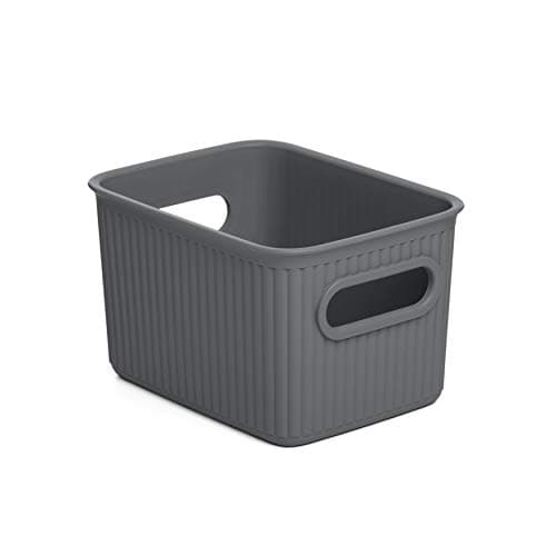 Image of TATAY Plastic Storage Basket 1.5 L Baobab | Organizer Box | Integrated Handles | Compact and Versatile Design | BPA-Free Plastic | 12.5x16.4x10 cm, Grey