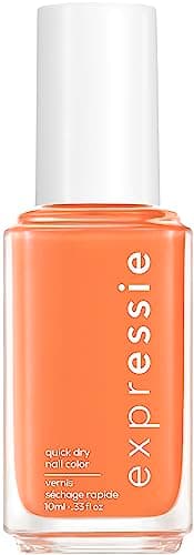 Image of essie Expressie Nail Polish Quick Dry Formula, No Base Coat and Top Coat Needed, Vegan, Angled Brush, Orange Coral Nail Varnish 150 Strong At 1 Percent