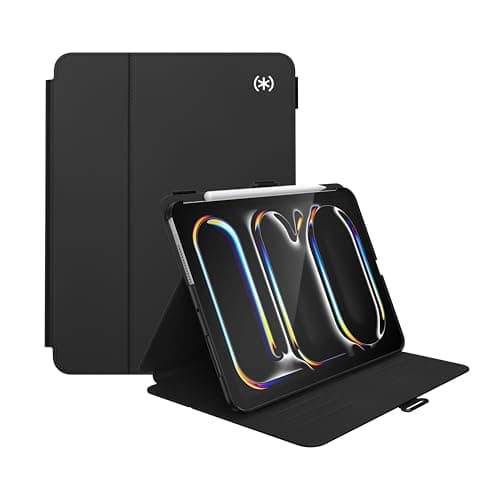Image of Speck New iPad Pro 11 Inch Case (2024 Model, 5th Gen) - with Pencil Holder, Drop & Camera Protection, Slim Multi Range Stand, Balance Folio, No Auto/Sleep Wake Function - Black/Black/White