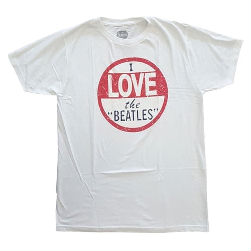 Image of The Beatles Men's I Love the Beatles Vintage T-Shirt, White, X-Large