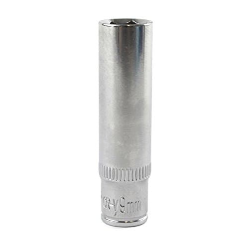 Image of 9mm 1/4" Drive Double Deep Metric Socket Single Hex / 6 Sided Bergen