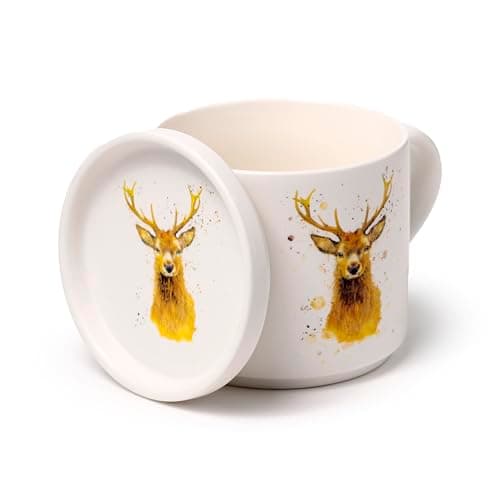 Image of Puckator Jan Pashley Stag Porcelain Mug & Coaster Lid Set - Funny Home Accessories - Cute Gifts for Girlfriend - Large Mugs for Men Women Hot Drinks Cute Cups Presents - Secret Santa Gift Cup Set
