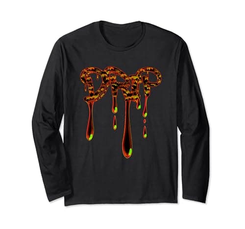 Image of TrendingDesigns' Heatwave Script Fiery 'DRIP' Typography Art Long Sleeve T-Shirt