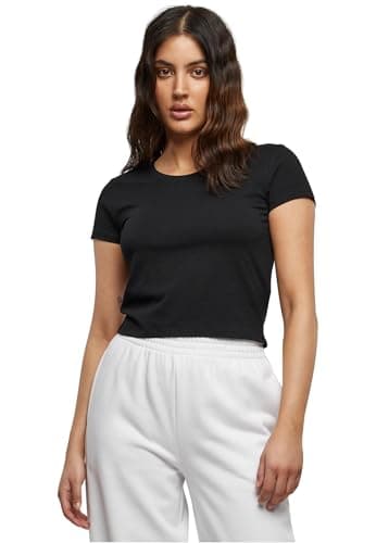 Image of Urban Classics Women's Stretch Jersey Cropped T-Shirt, Black, S