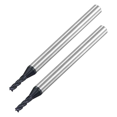 Image of sourcing map Square Nose End Mill, 2mm Tip Dia Solid Carbide AlTiN Coated CNC Router Bits 4 Flute Spiral Milling Cutter HRC45 with 4mm Shank 50mm (2-inch) Length, 2pcs