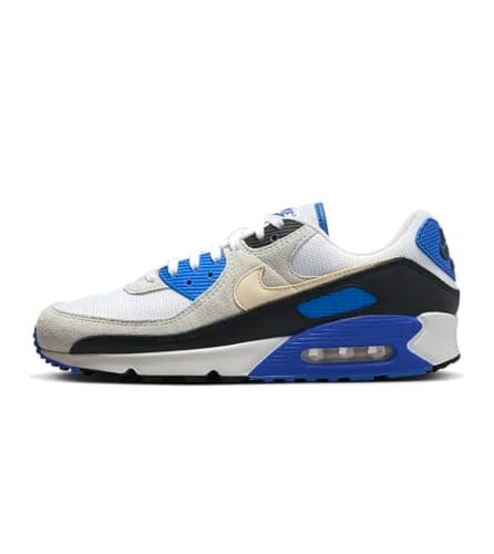 Image of NIKE Air Max 90 Men's Trainers HF3449 (White/Racer Blue/Black/Khaki 100) UK 9.5 (EU 44.5)