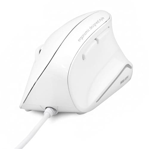 Image of SANWA Wired Ergonomic Mouse, Silent Click Vertical Computer Mice, 3 Programmable Buttons, 1000/1600DPI, USB Corded Ergo Mouse, Reduce Wrist Strain, Compatible with Mac, Windows, PC, Laptop, White