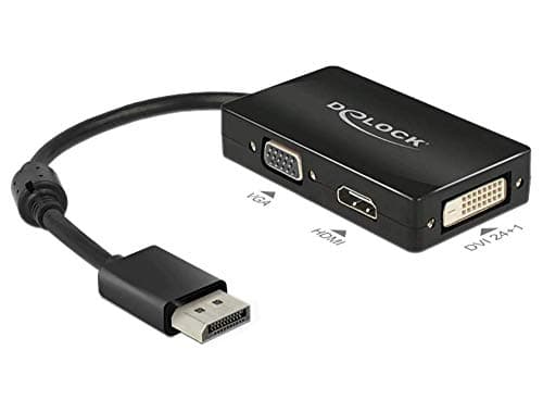Image of DeLock 62656 Adaptor Cable DisplayPort 1.1 Male to 1 x VGA, 1 x HDMI and 1 x DVI 24 + 1 Black