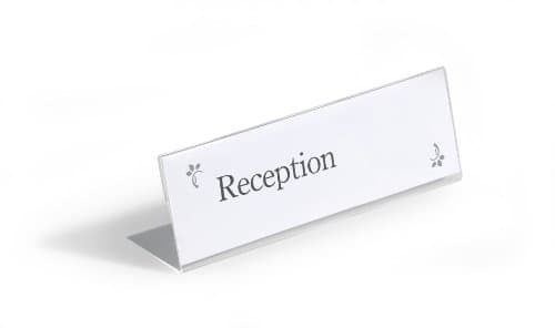 Image of Durable Table Place Name Holder For 61 x 210mm Card - Made From Strong Crystal Clear Acrylic - Pack of 10 - Perfect For Conferences, Events, Reception Desks, etc.