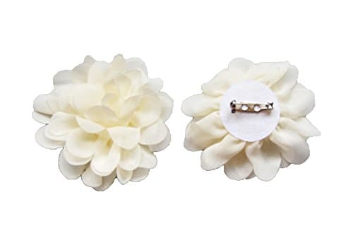Image of PrettyBoutique 7cm Chiffon Flower Brooch Corsage Safety Pin Dress Hat Bag Decoration Accessories (Cream)