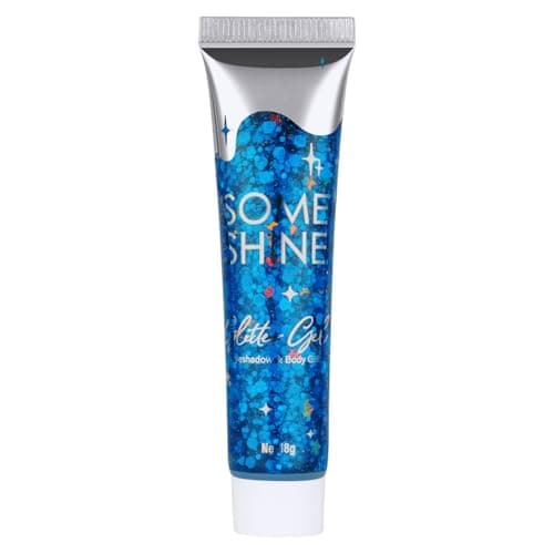 Image of AYBUY Body Glitter Gel, 18ml Chunky Face Glitter Gel Holographic Mermaid Sequins Sparkling Festival Party Lotion for Face, Eye, Hair, Nail Makeup and DIY Art (Blue)