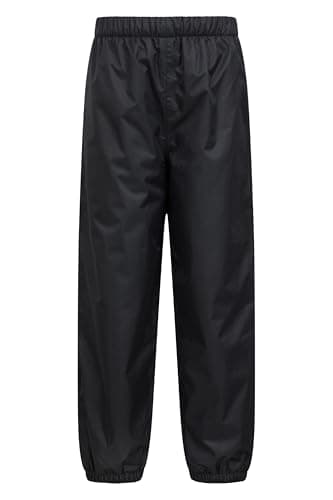 Image of Mountain Warehouse Waterproof Fleece Lined Kids Trousers - Breathable Girls & Boys Pants, Taped Seams, Warm - for Spring Summer, Walking, Travelling, Hiking Black Kids Size 7-8 Years