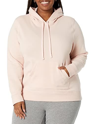 Image of Amazon Essentials Women's French Terry Fleece Pullover Hoodie, Light Pink, L