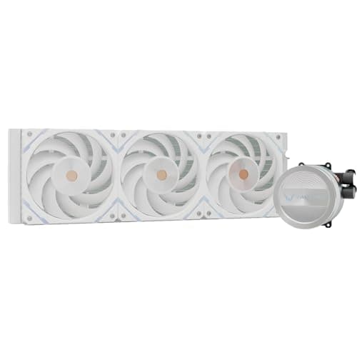 Image of Valkyrie Dragonfang 360 RGB 360mm AIO CPU Liquid Cooler – 3×120mm ARGB PWM Fans – 300W TDP – PWM Pump 800–2600RPM – AMD AM5, AM4 – INTEL LGA 1851, 1700, 1200/1151 Compatible – Sync Ready | White